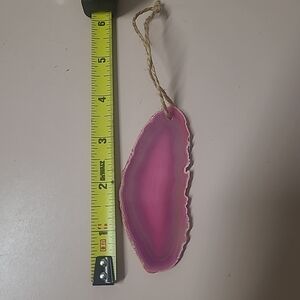 Pink Agate Quartz Crystal Slice Ornament Charm Pendant